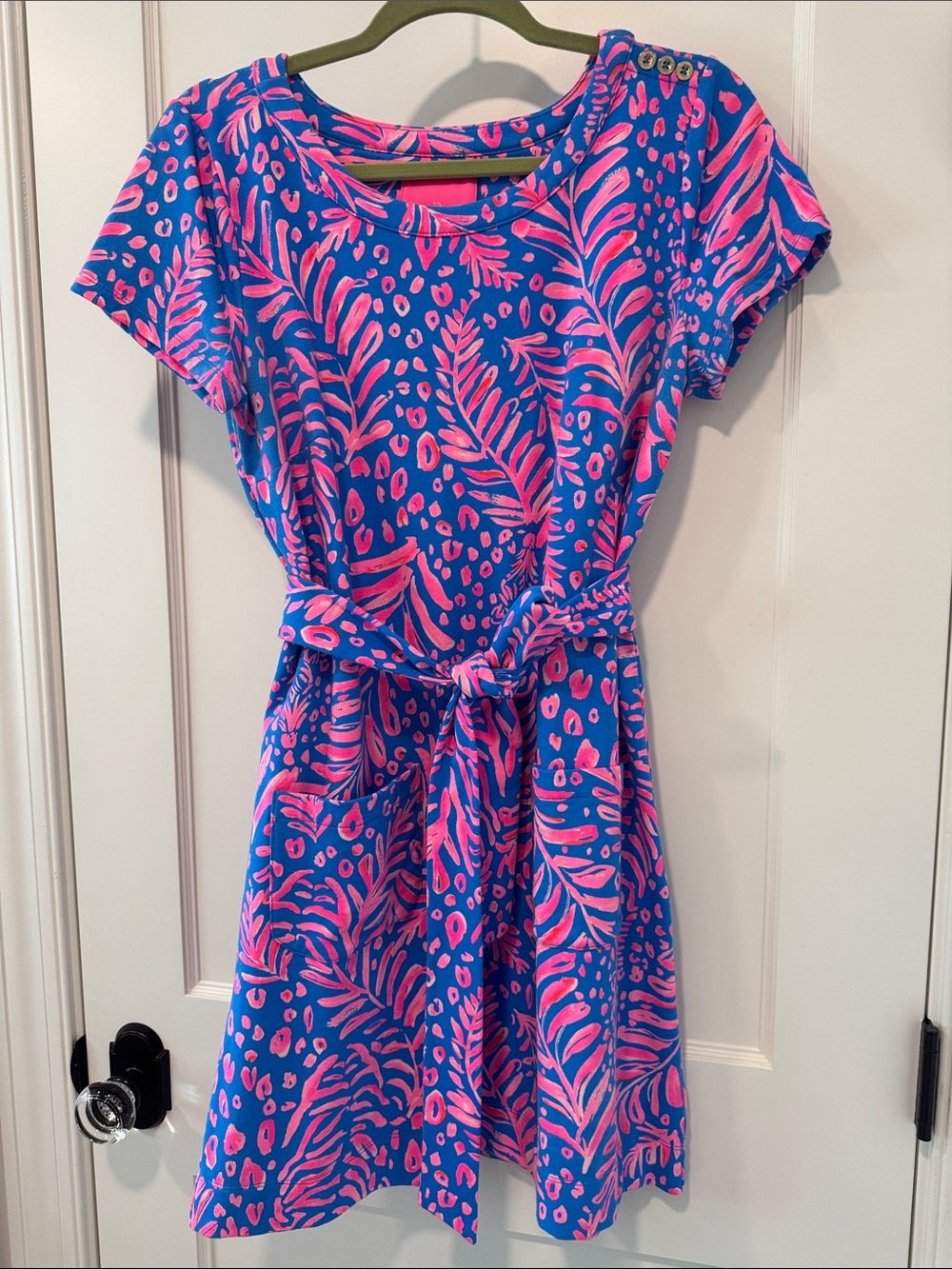 Lilly Pulitzer Royal Blue & Hot Pink Tropical Shift Dress - Picture 4 of 7